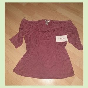 3 for $25 Mauve off the shoulder ribbed top